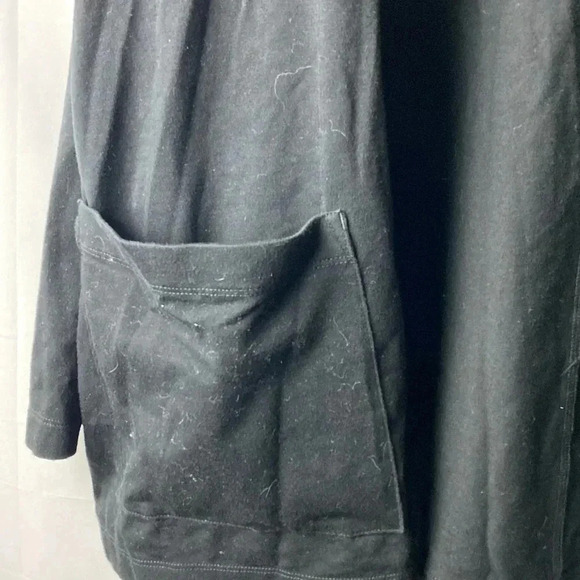 EILEEN FISHER WO SIZE LARGE OPEN FRONT CASUAL JACKET BLACK ORGANIC COTTON CLEAN - Picture 4 of 11